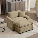 Classic Modern Comfortable Single Chair Deep Seat Sofa With Footstool