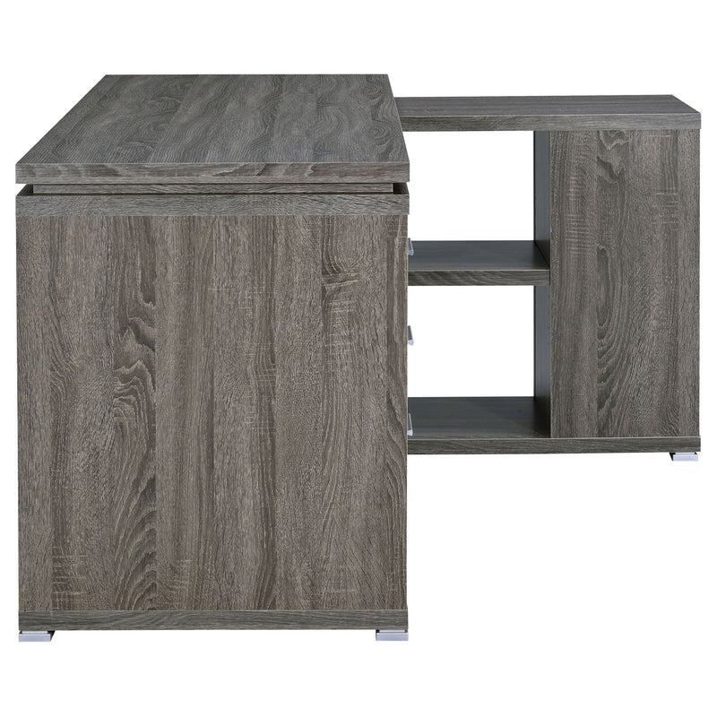 Transitional L Shape Computer Desk With Multiple Storage And Built In File Cabinet