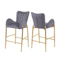 Velvet Fabric Counter Height Bar Stools (Set of 2)