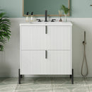 Fluted Bathroom Vanity With Ceramic Sink, Freestanding Design