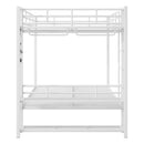 Bunk Bed With Storage Mesh Shelves, Clothes Hooks, LED Light