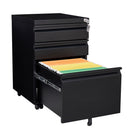 Contemporary Black 3 Drawer Mobile Filing Cabinet With Lock, Metal Office Storage For Legal / Letter Size