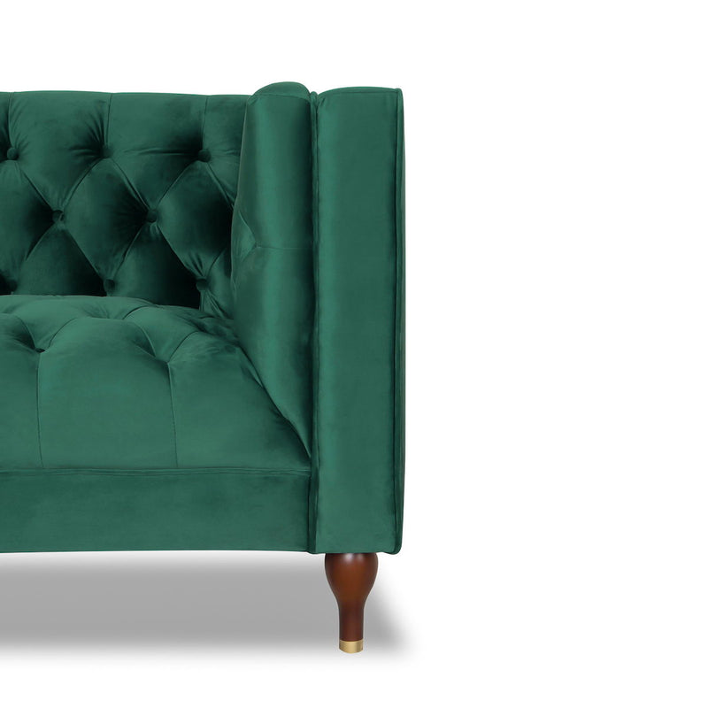 Evelyn - Mid-Century Modern Tufted Back Velvet Lounge Chair - Green