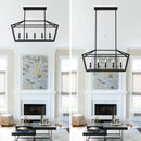 5 Light Farmhouse Kitchen Island Lighting, 5 Light Industrial Linear Chandelier For Dining Room Metal Hanging Pendant Light Fixture For Bedroom Living Room Hallway Conference Room - Matte Black