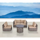 Wicker Outdoor Lounge Set With Cushions And Fire Pit