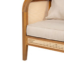 Kirkby - Bohemian Outdoor Patio Cushioned Sofa Weatherproof 56.25In - Teak / Beige