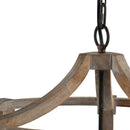 3 Light Wood Drum Chandelier, Hanging Light Fixture With Adjustable Chain For Kitchen, Bulb Not Included - Brown