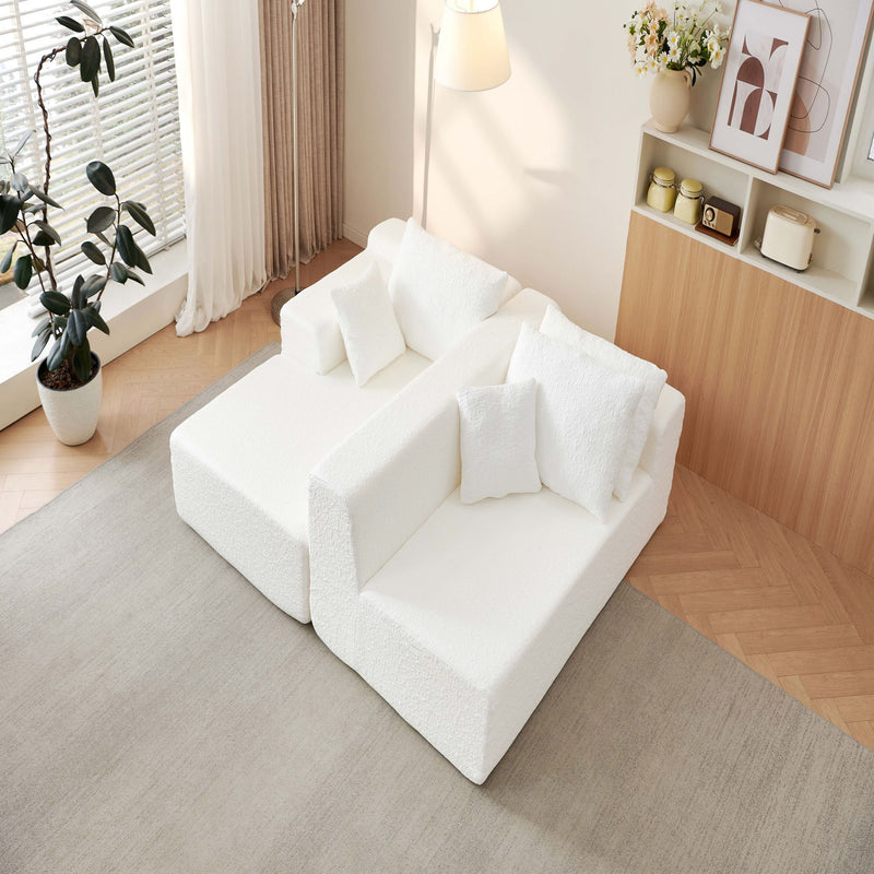 Modular Cloud Sectional Couch With L Shape Chaise - White