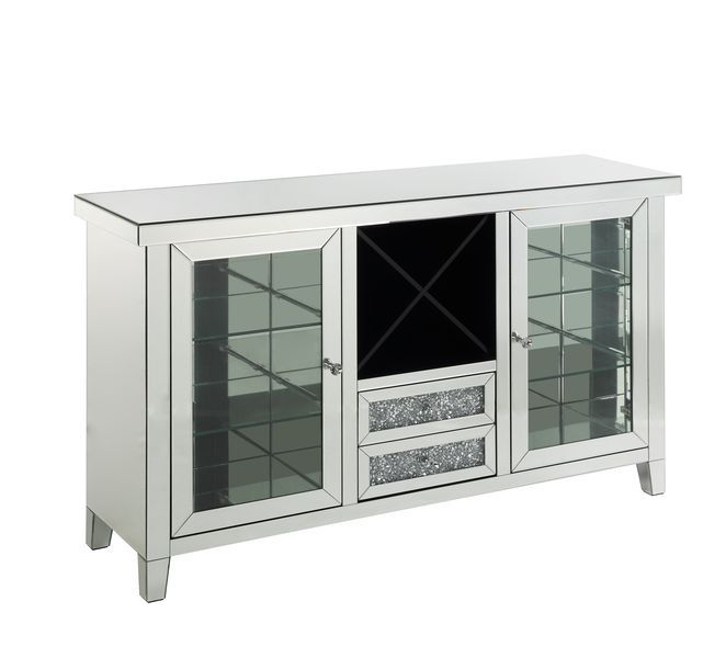 Noralie - Wine Cabinet - Mirrored & Faux Diamonds - 36"