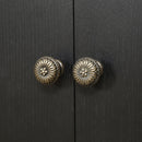 Refined Industrial 4 Door Credenza With Arc Legs & Bronze Clasps