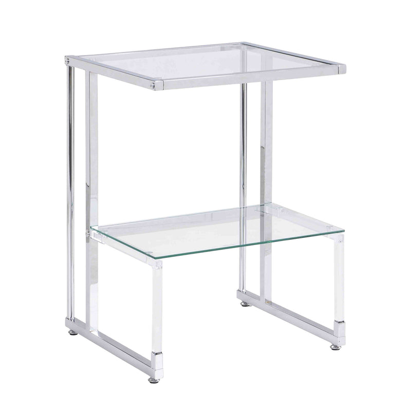 2 Tier Acrylic Glass End Table For Living Room