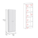 Multistorage Pantry Cabinet, Five Shelves, Double Door Cabinet -White