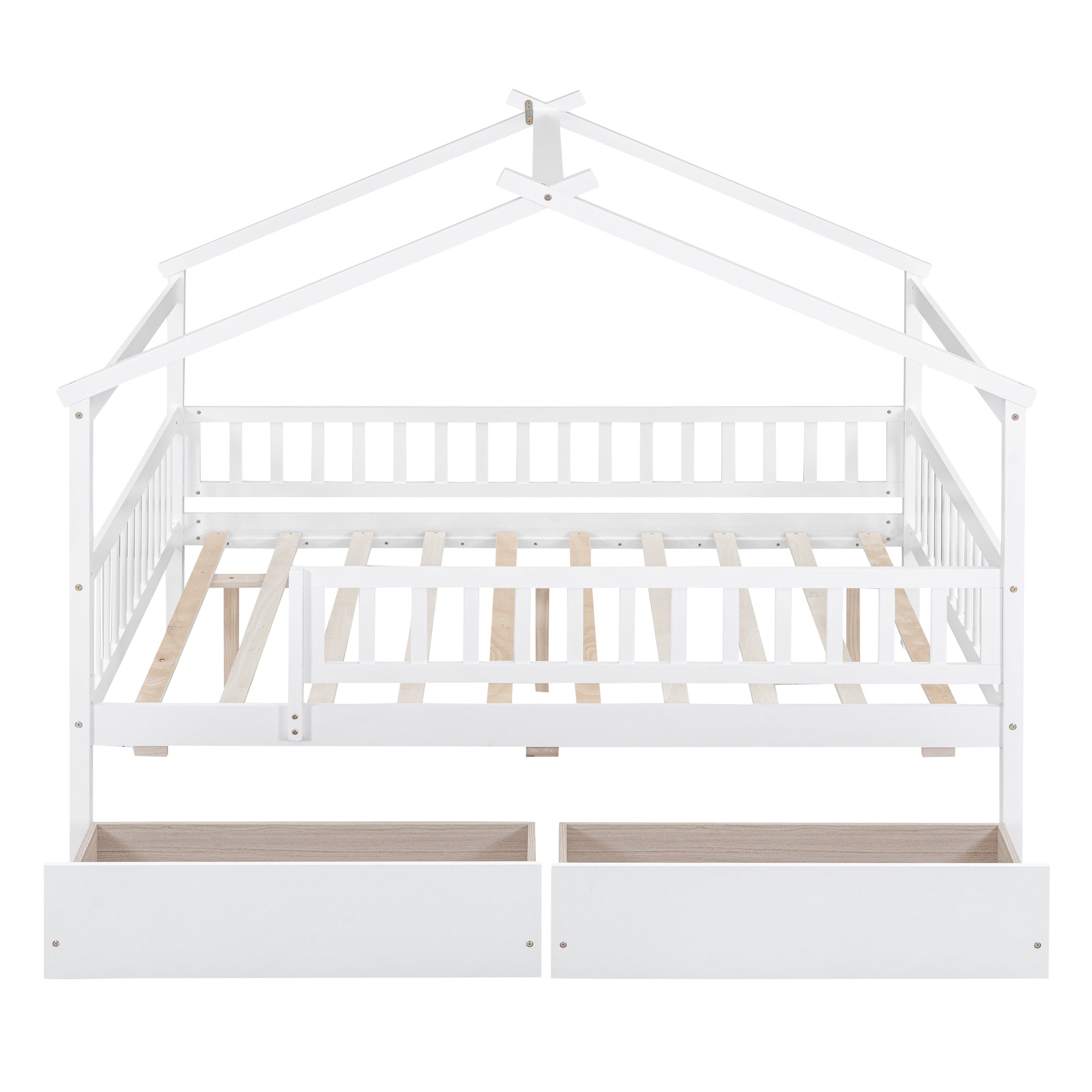 Full Size Wooden House Bed with Two Drawers, White - Atlantic Fine Furniture Melbourne FL