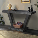 Vintage Distressed Wood Entryway Bench With 2 Tier Storage Cabinet