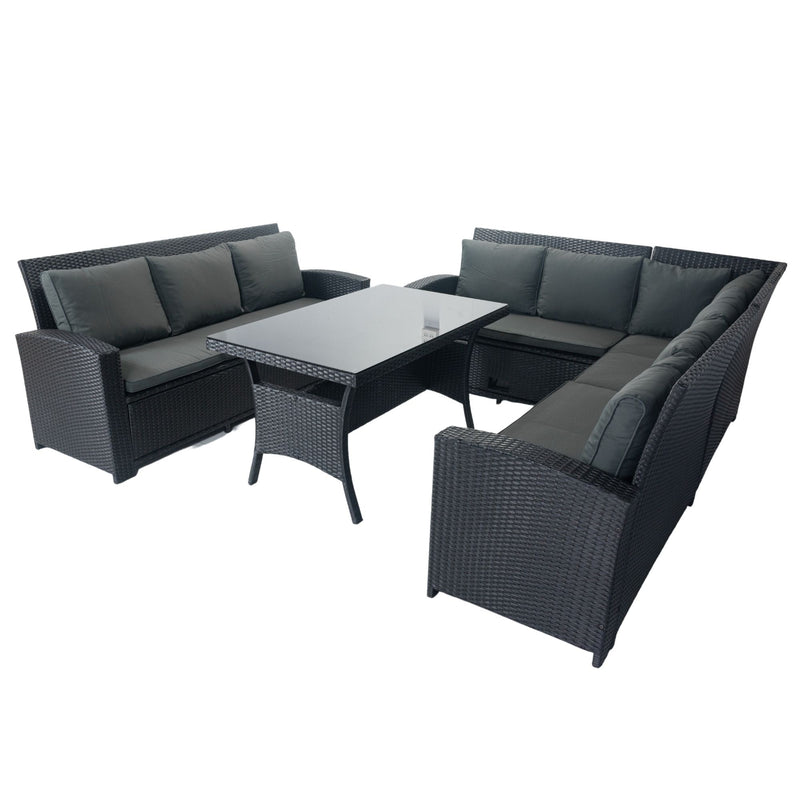 5 Piece Patio Wicker Outdoor Sectional Set 9 Seater Conversation Set With 3 Storage Under Seat