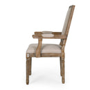 French Country Style Upholstered Dining Chair With Square Backrest