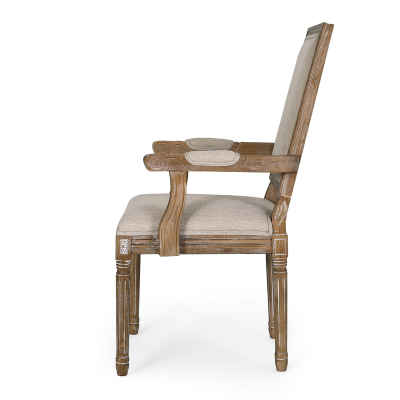 French Country Style Upholstered Dining Chair With Square Backrest