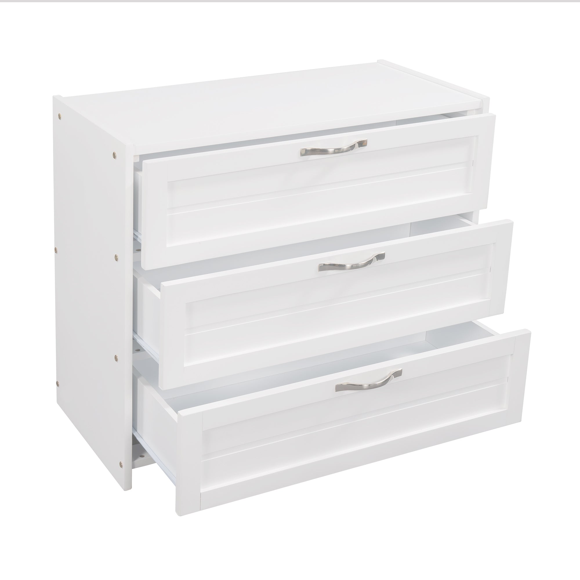 Low Twin Size Loft Bed with Cabinets, Shelves and Slide - White(OLD SKU :LP000503AAK) - Atlantic Fine Furniture Melbourne FL