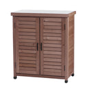 Potting Bench With Storage Cabinet And Metal Table Top For Outdoor