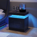 Nightstand LED, Bedside Table Cabinet With 2 Drawers For Bedroom