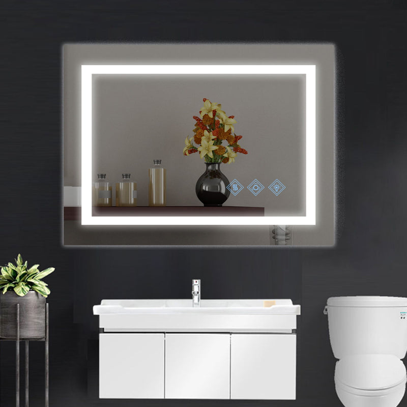 3000-6000K LED Bathroom Mirror With Lights, Anti-Fog Dimmable Lighted Wall Mounted Vanity Mirror Master Bath Modern Makeup (Only Mirrors, Not Cabinets) Horizontal & Vertical