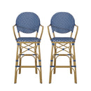 Outdoor Wicker And Aluminum French Barstools (Set of 2)