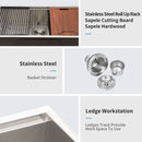 Premium Single Bowl Undermount Workstation Kitchen Sink With Accessories, Finish, 16 Gauge Stainless Steel - Black