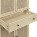 4 Door Storage Cabinet With 1 Drawer And 4 Adjustable Inner Shelves - Natural