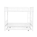 Full Over Full Metal Bunk Bed with Trundle, White