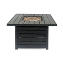 Stylish Square Iron Fire Pit With Tank Space, 50, 000 Btu - Black