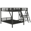 Twin Over Full Bunk Bed With Loft And Desk, L-Shaped Design For 3 Sleepers - Black