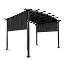 Outdoor Patio Pergola Gazebo - Steel Frame Sun Shelter With Retractable Canopy