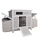 Large Chicken Coop Outdoor Hen House With 2 Sides Nesting Boxes - Gray / White Matte