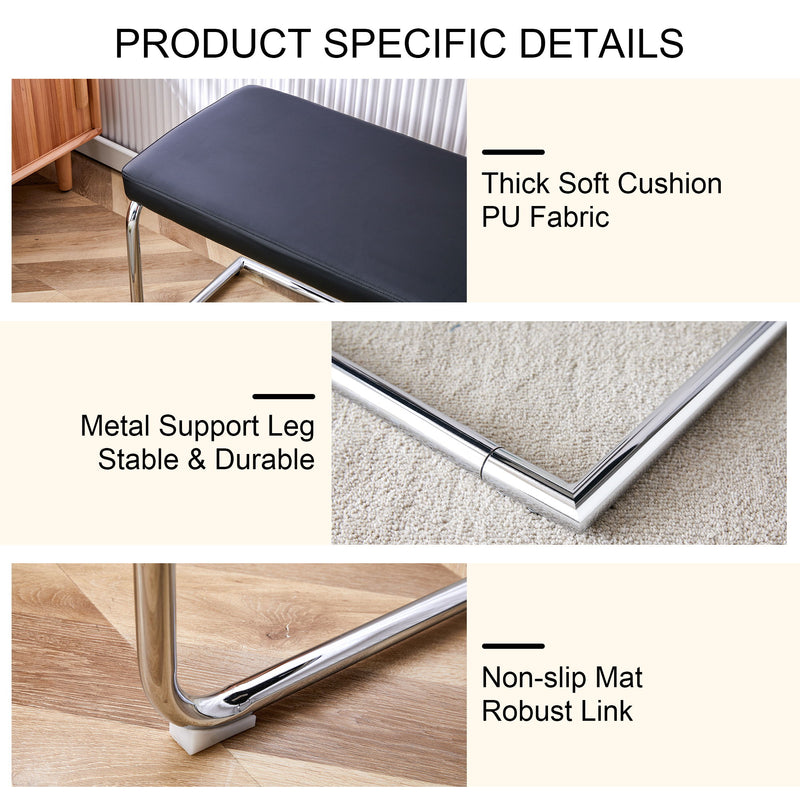 Shoe Changing Bench With Silver Metal Legs For Versatile Use - Black