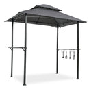 Outdoor Grill Gazebo With Double Tier Soft Top Canopy, Steel Frame, Bar Counters & Hook