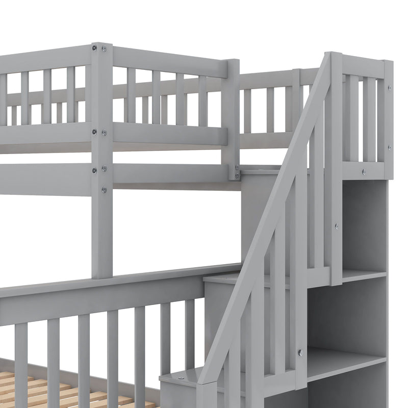 Twin Over Full Bunk Bed With Trundle And Staircase