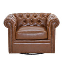 Chesterfield Style Swivel Club Chair With Button Tufted