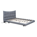Full Size Upholstered Platform Bed With LED Lights, USB Ports And Outlets - Gray