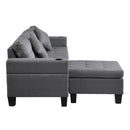 Modern Sectional Sofa Set With L Shape Chaise Lounge, Cup Holder, 4 Seat - Gray