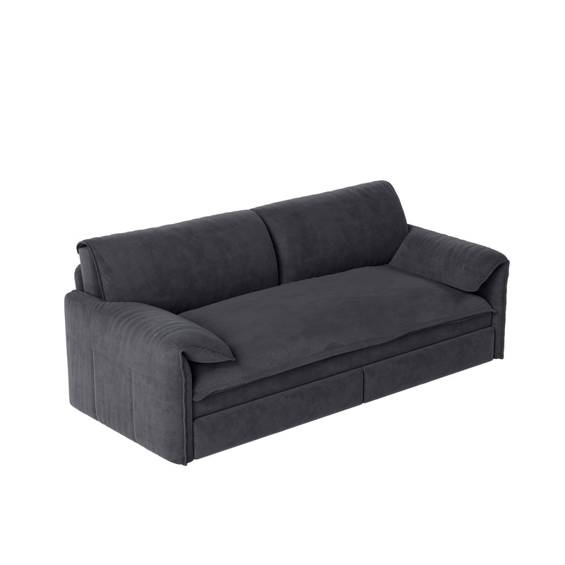 Pull Out 3 In 1 Convertible Sleeper Sofa With Side Storage, Multi Functional