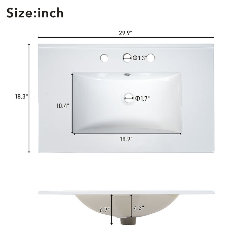Modern Bathroom Vanity With Ceramic Sink, Solid Frame And Storage Solutions