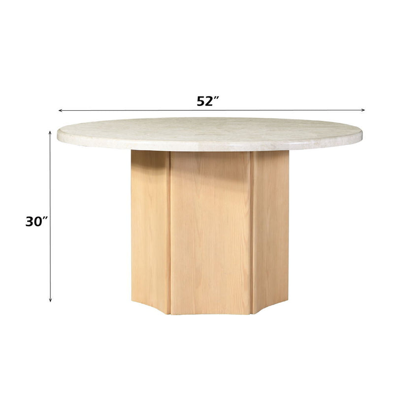 Adalynn - Round Dining Table With Marble Top - Gray & Weathered Gray Oak