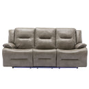 3 Seater Home Theater Recliner Manual Recliner Chair With A LED Light Strip Two Built-In Cup Holders For Living Room