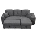 Reversible Sleeper Sectional Sofa Bed With Side Shelf And 2 Stools, Pull-Out L-Shaped Sofa Bed, Corner Sofa-Bed With Storage Chaise Left / Right Hande For Living Room
