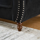 Chesterfield 3 And 2 Seater Velvet Upholstery Sofa With Roll Armrest & Nailhead Fabric Couch