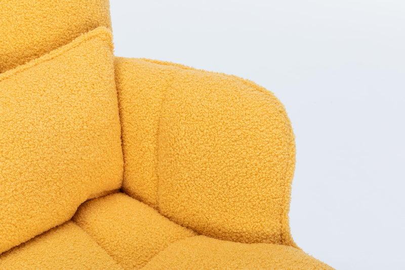 Rocking Chair Nursery, Teddy Upholstered Glider Rocker With High Backrest, Reading Chair Modern Rocking Accent Chairs Glider Recliner For Living Room - Yellow