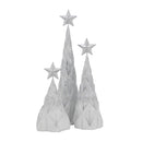 Resin / Foil Christmas Tree With Star Top (Set of 3) - White / Silver