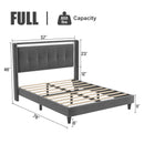 Full Size Upholstered platform bed frame with headboard and sturdy wooden slats, high load-bearing capacity, non-slip and noiseless, no springs required, easy to assemble, dark gray bed