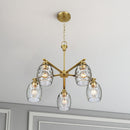 Elegance 5 Lights Linear Arms With Chain Chandelier - Clear / Gold
