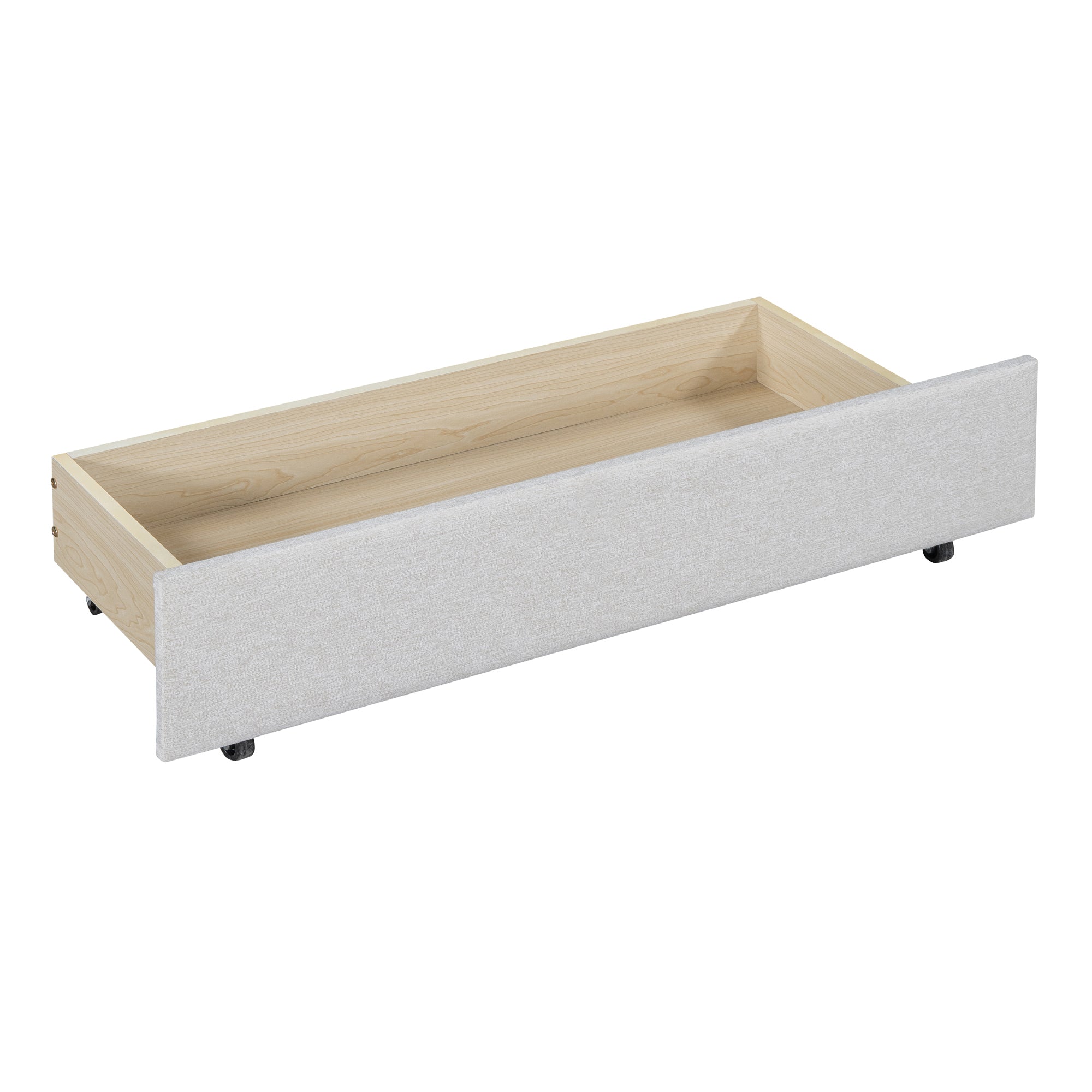 Full Size Upholstered Daybed with 2 Storage Drawers Sofa Bed Frame No Box Spring Needed, Linen Fabric (Beige) - Atlantic Fine Furniture Melbourne FL